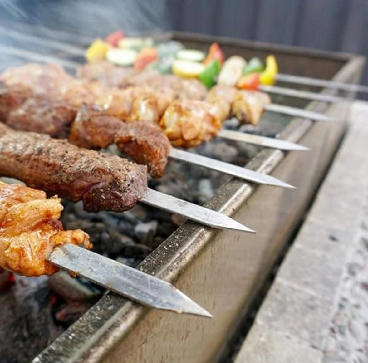6 Stainless Steel BBQ Skewers