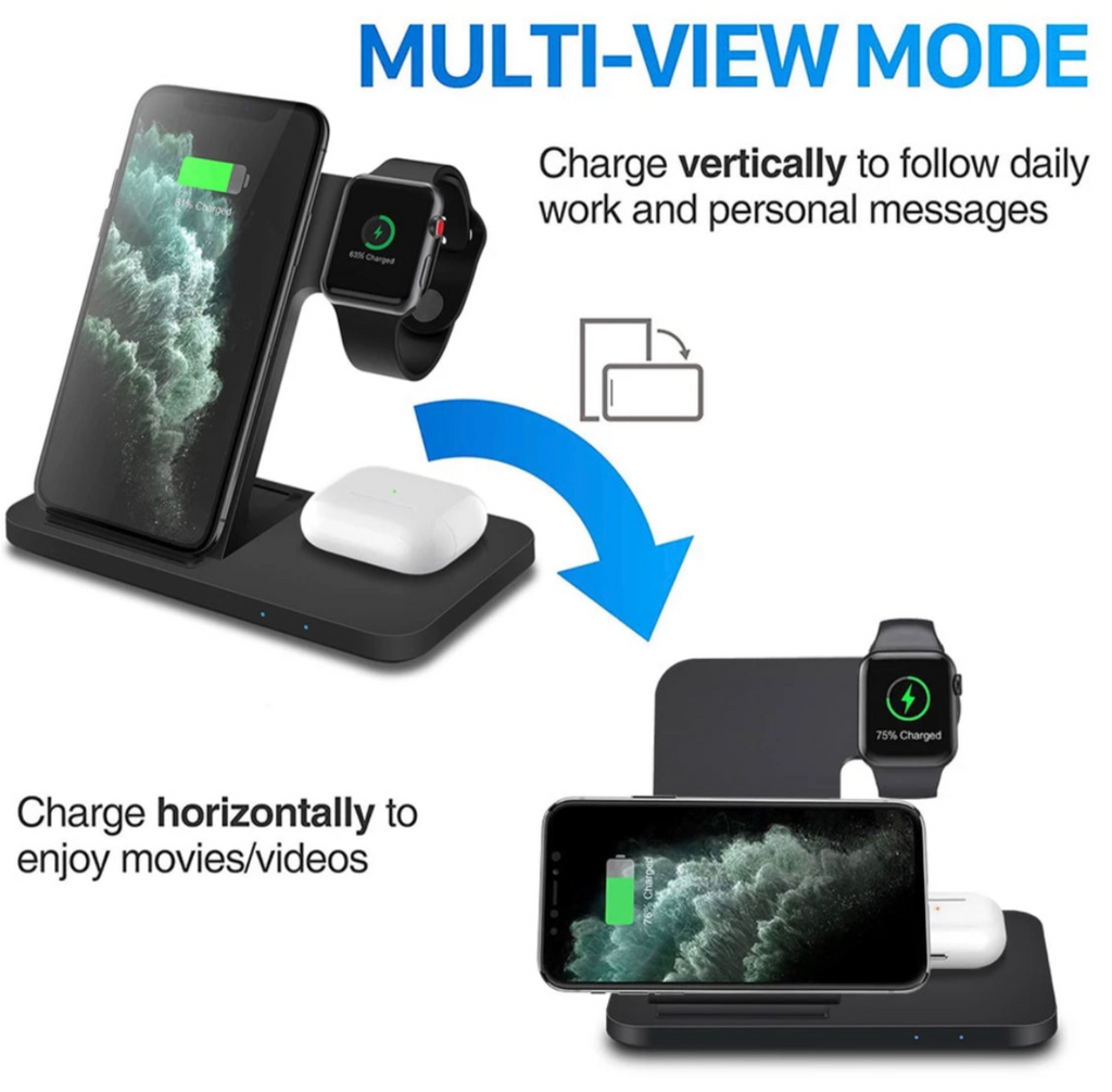 3-in-1 Ladestation für Handy, Smartwatch & Kopfhörer
