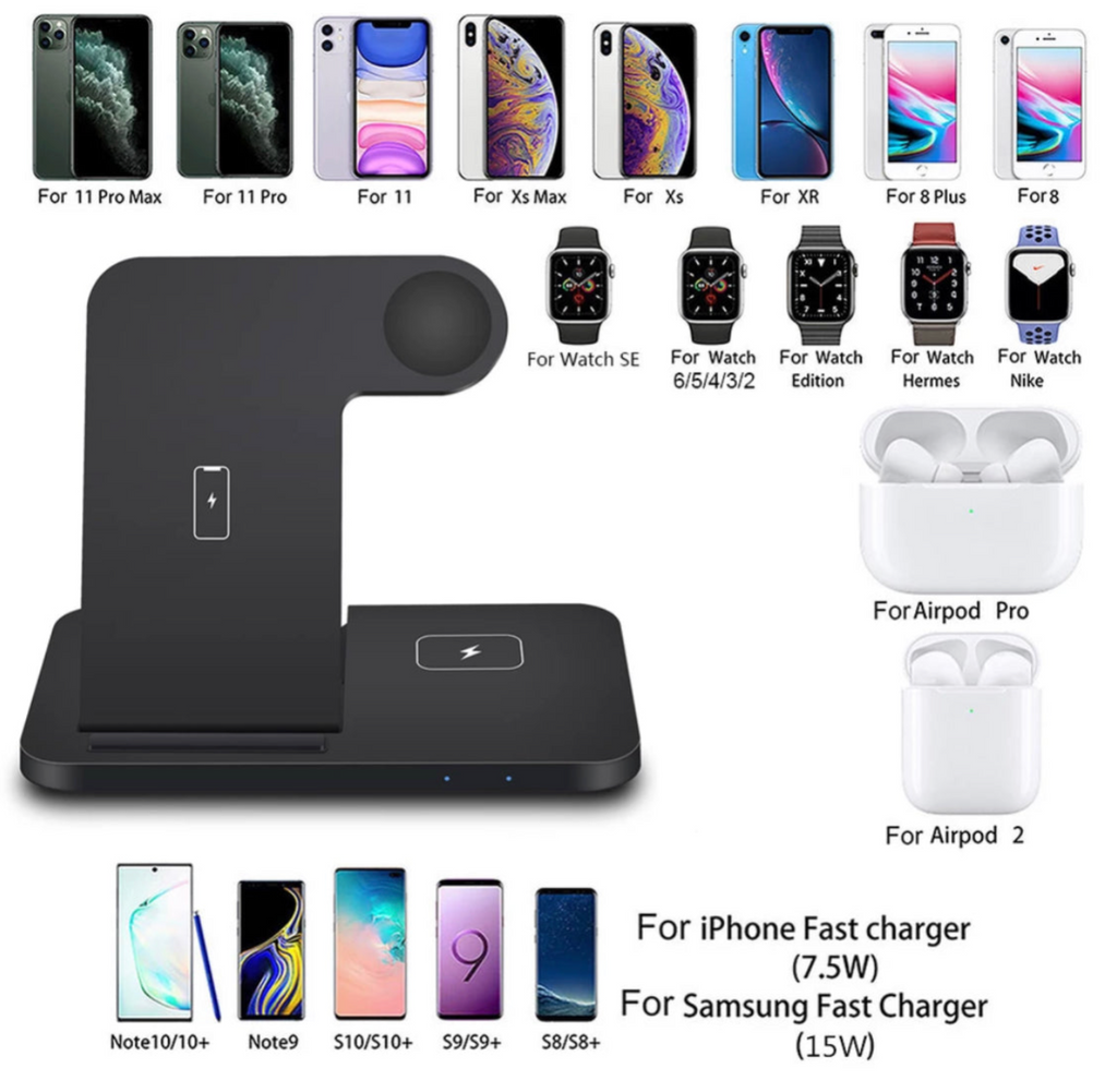 3-in-1 Ladestation für Handy, Smartwatch & Kopfhörer