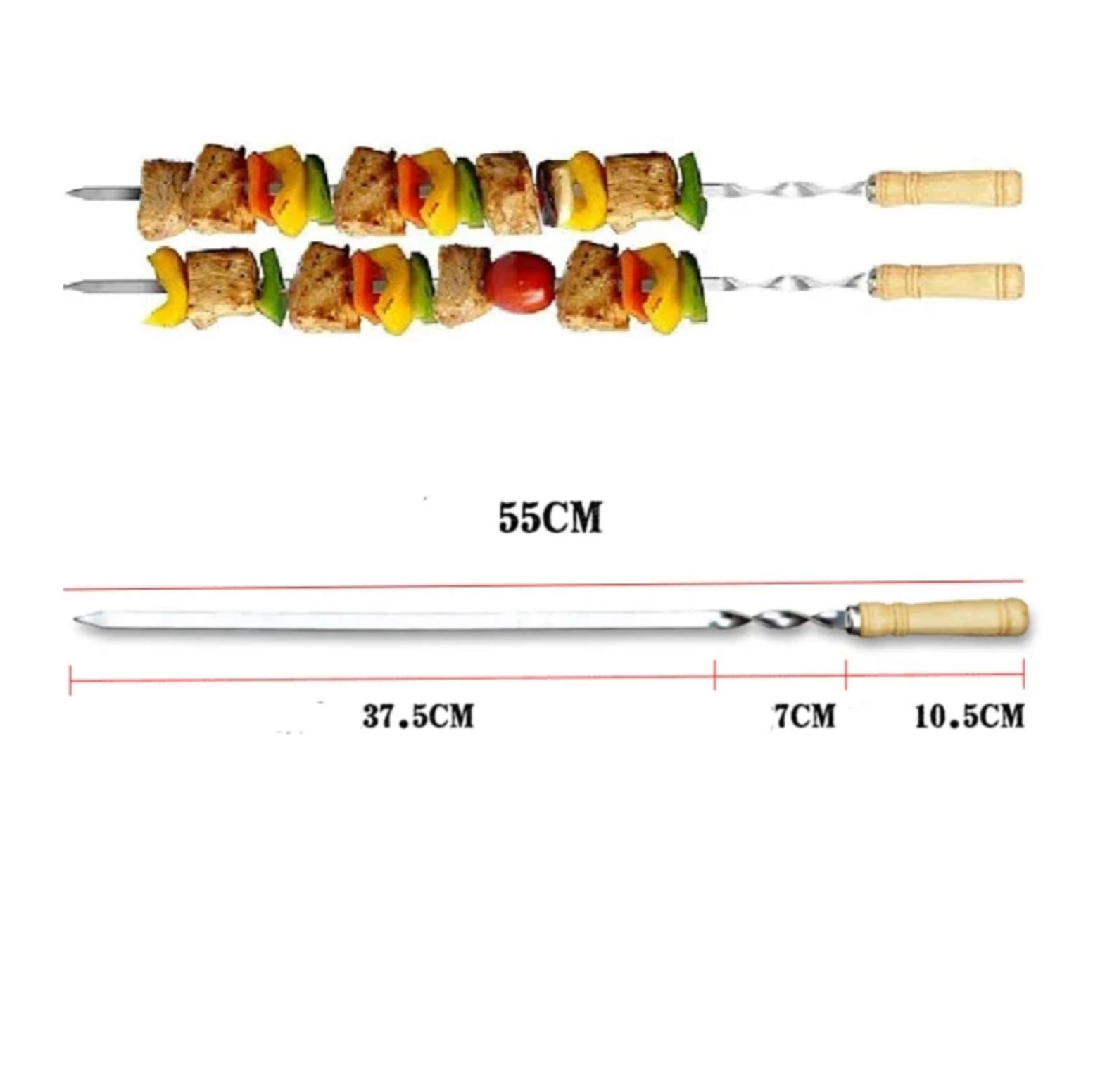 6er-Set Edelstahl BBQ-Grillspiesse (55 cm)