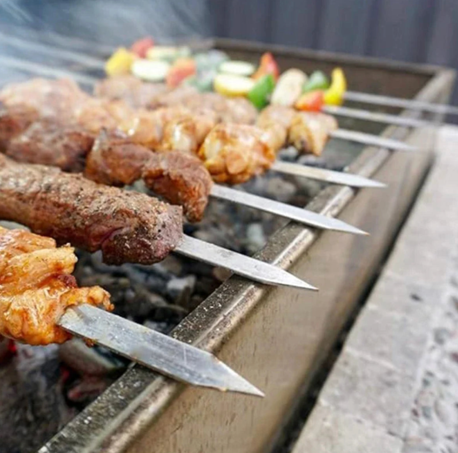 6er-Set Edelstahl BBQ-Grillspiesse (55 cm)