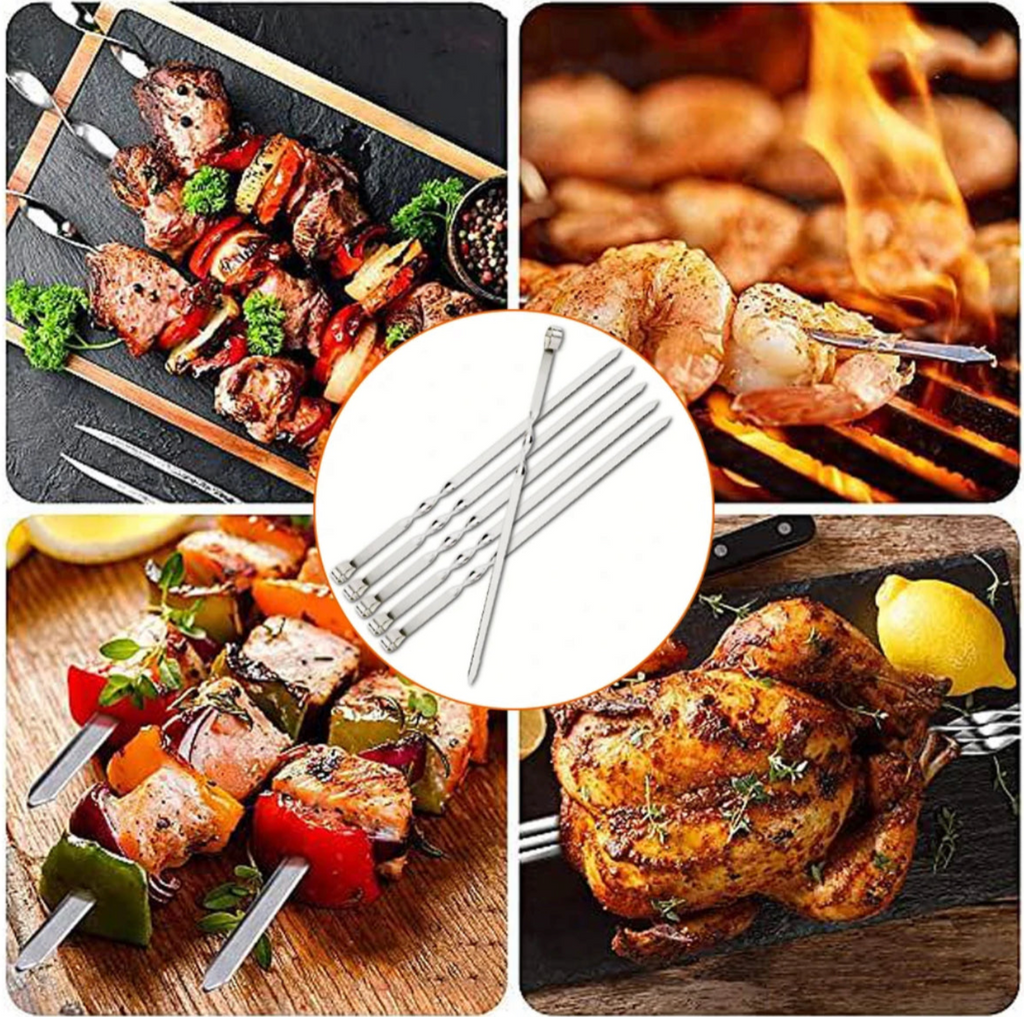 6er-Set Edelstahl BBQ-Grillspiesse (55 cm)