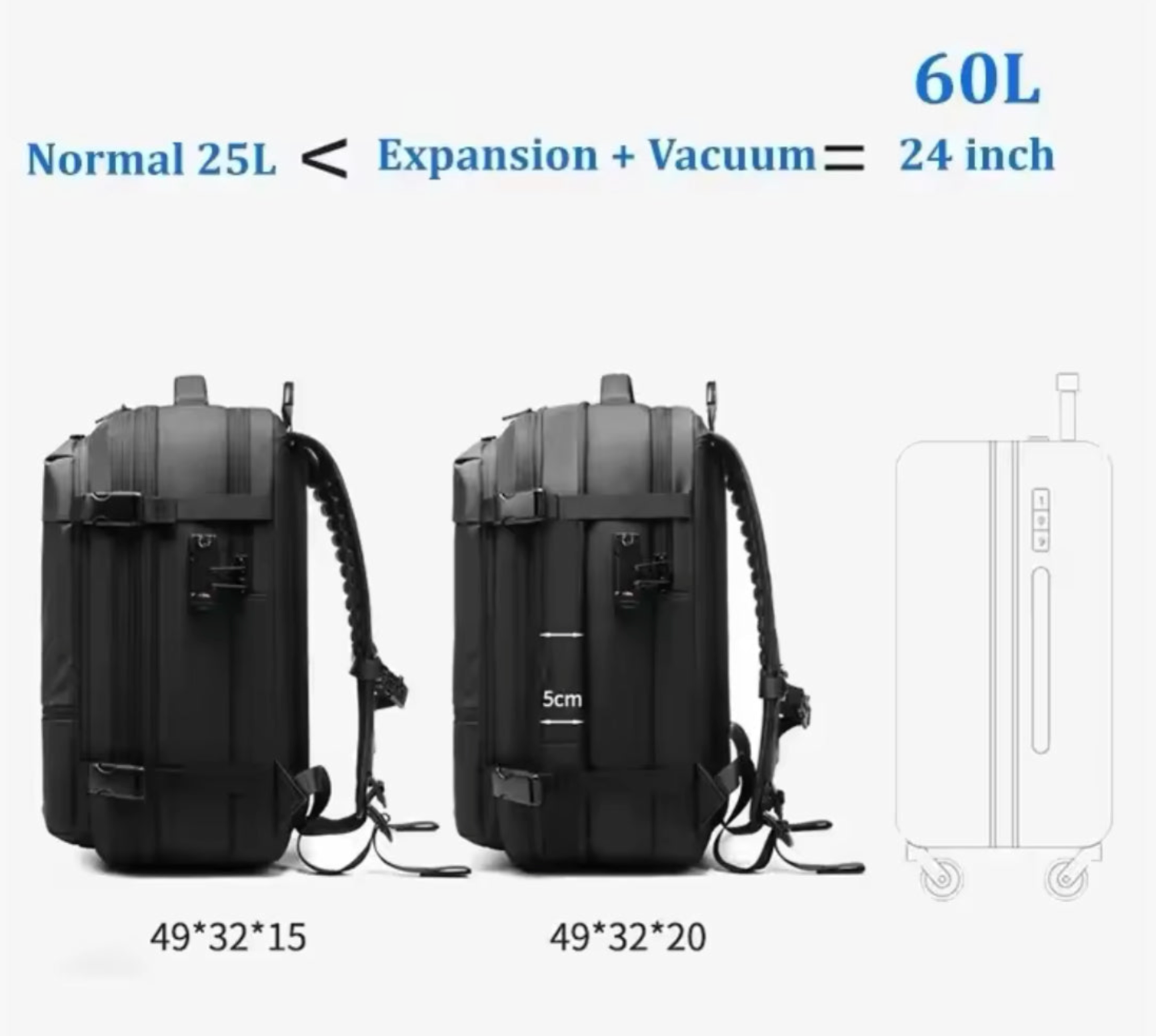 Airpack Vakuum-Rucksack mit Kompressionsfunktion (bis 60 L)