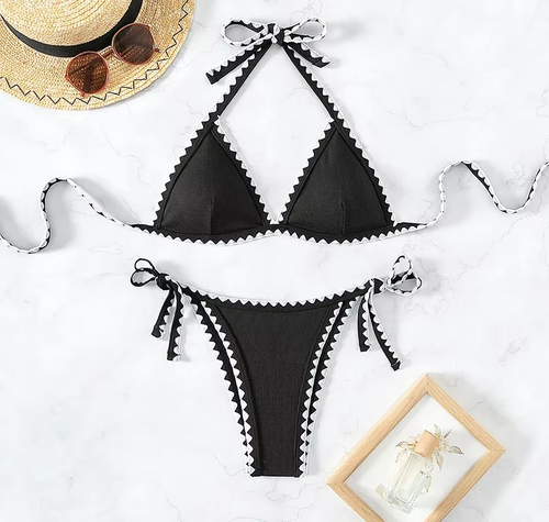 Femininer Bikini Damen | 2-teiliges Bikini Set mit Verstellbaren Bindebändern | Schnelltrocknendes Bademode für Optimalen Sitz 0